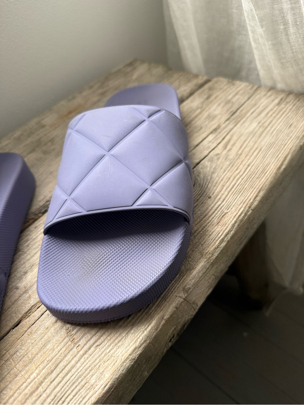 Bottega Veneta Quilted Pool Slide Sandals - Lavender Purple - Picture 3 of 7
